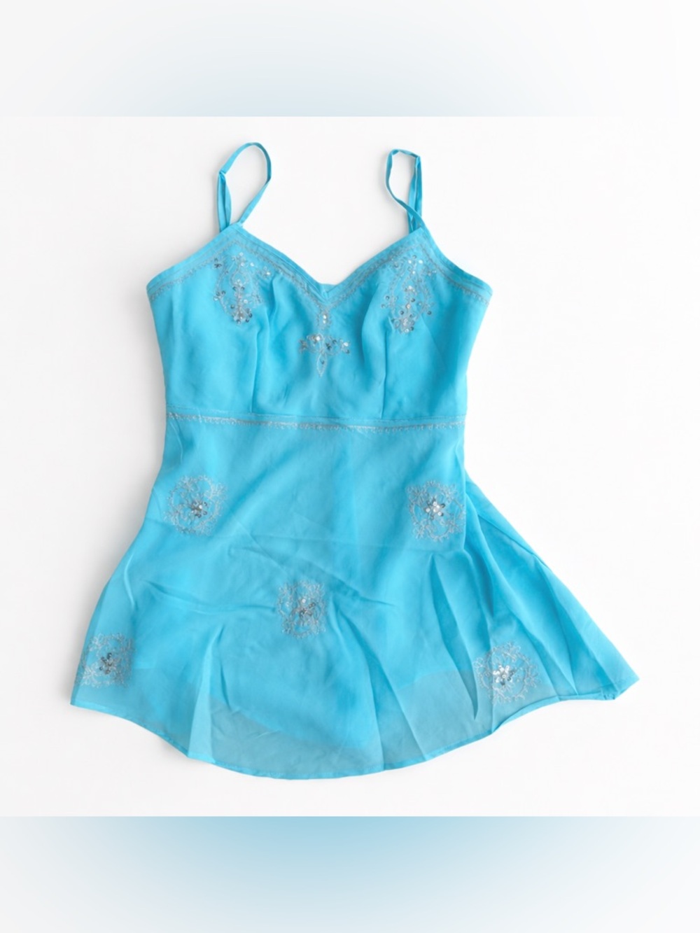 NWT Y2K aqua fairycore sequin embroidered babydoll top ✨ Bollywood Couture